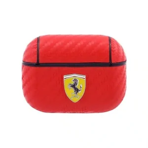 FERRARI AIRPODS 1/2 CASE COVER PC PU CARBON YELLOW LOGO RED