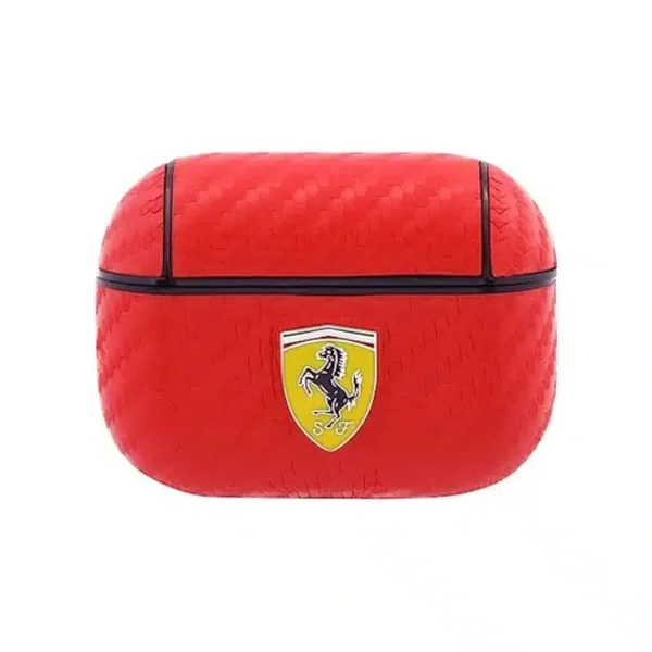 FERRARI AIRPODS 1/2 CASE COVER PC PU CARBON YELLOW LOGO RED
