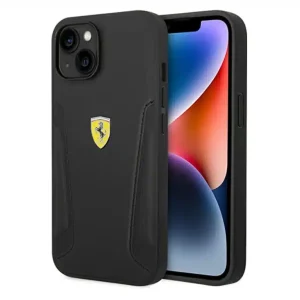FERRARI - iPhone 14 BIMATERIAL CASE CARBON AND POLYCARBONATE WITH SILVER STRIPE