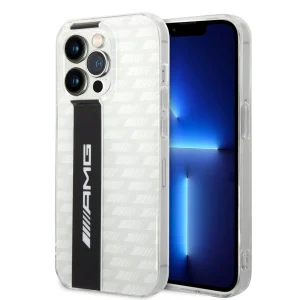 AMG iPhone 14 Pro Carbon Pattern II White Transparent TPU_PC Double Layer Case