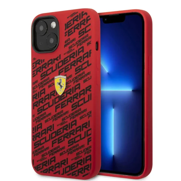 Ferrari Scuderia iPhone 14 Liquid Silicone Red Case - All Over Print
