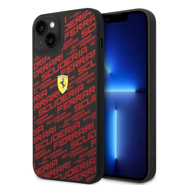 iPhone 14 Plus - Silicone Black Case with Scuderia Ferrari print