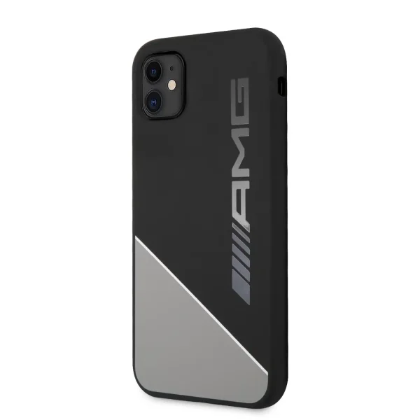 AMG iPhone 11 Liquid Silicone Case, Stylish Two-Tone White & Grey Design for Enhanced Protection