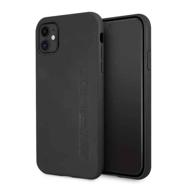Premium AMG iPhone 11 Genuine Leather Hard Case with Bold Stamped Logo in Black